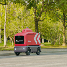 Robot de livraison autonome déployé par la plateforme e-commerce JD.com